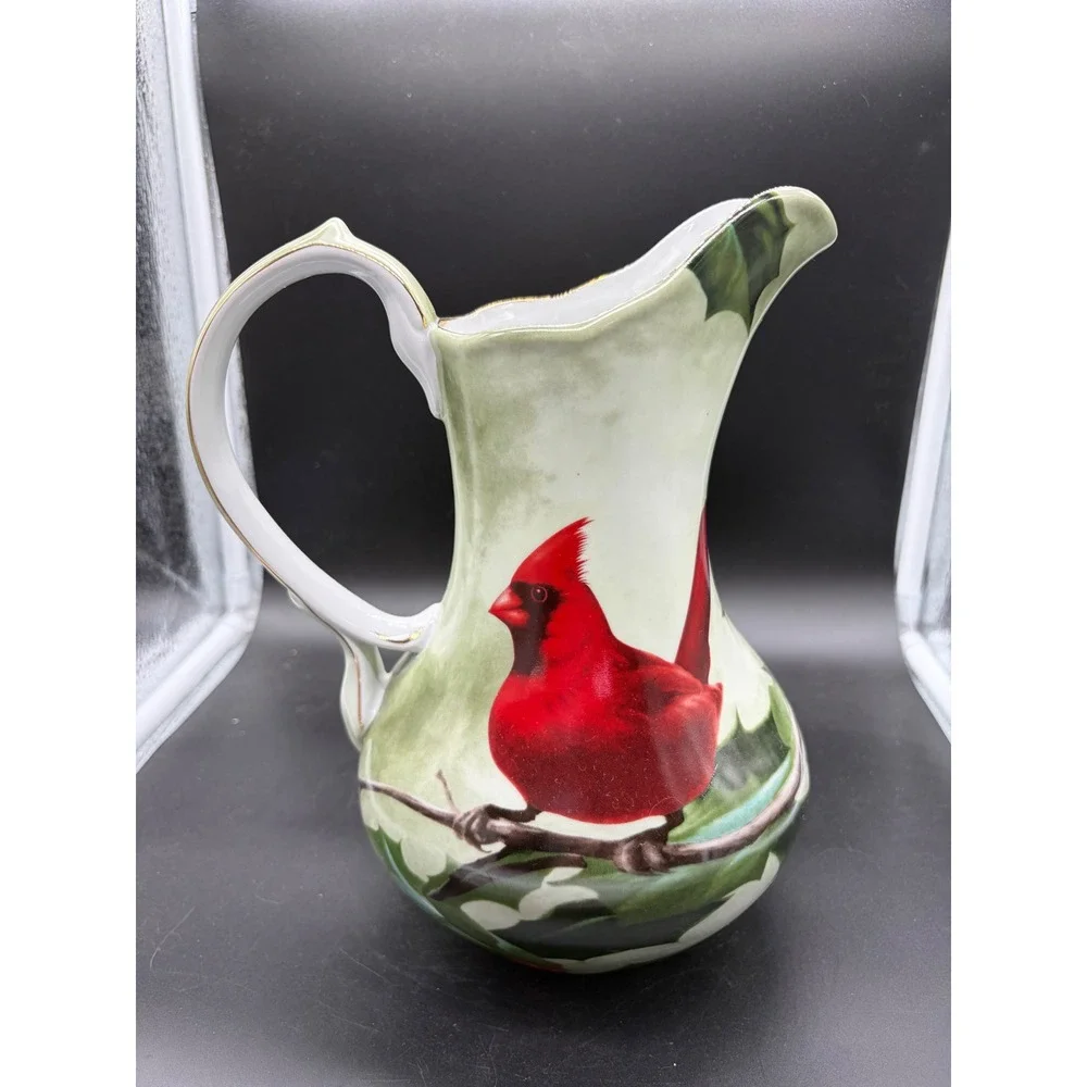 Hautman‎ Brothers Cardinal & Holly Christmas Porcelain Pitcher